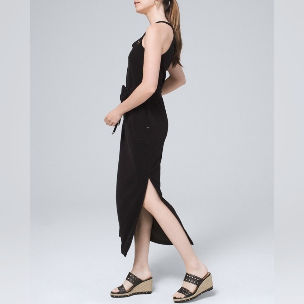 NWT White House Black Market Black Terry Midi Dress XS 570310328